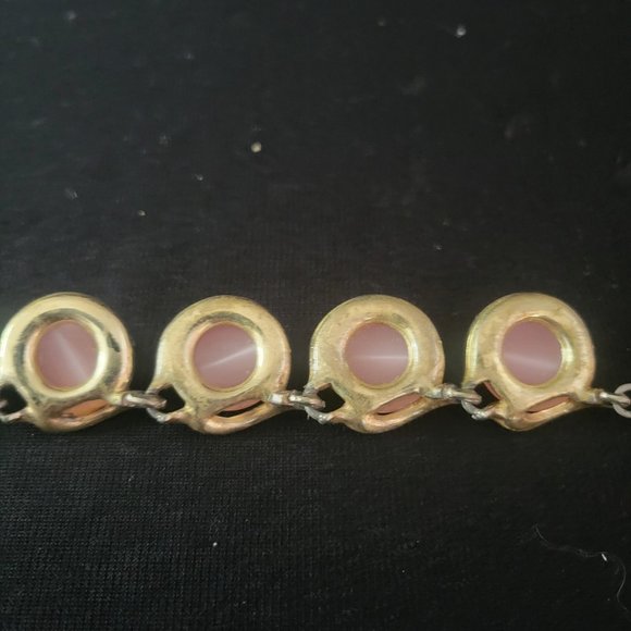 Vintage CORO Pink MOONGLOW Choker Necklace 16" Gold Tone Read - Picture 5 of 6